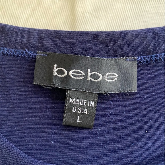 Bebe Vintage GUC blue rhinestone logo nylon tank top large - Picture 4 of 7